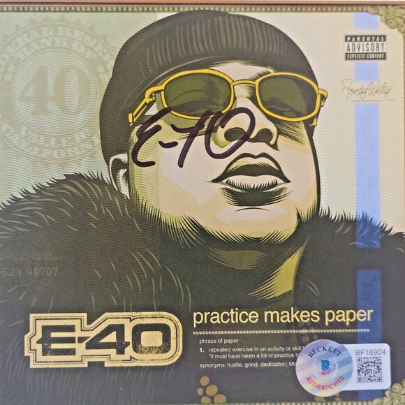 E-40 Signed Practice Makes Paper Framed CD Display Beckett E40 Autographed Album - Picture 2 of 5